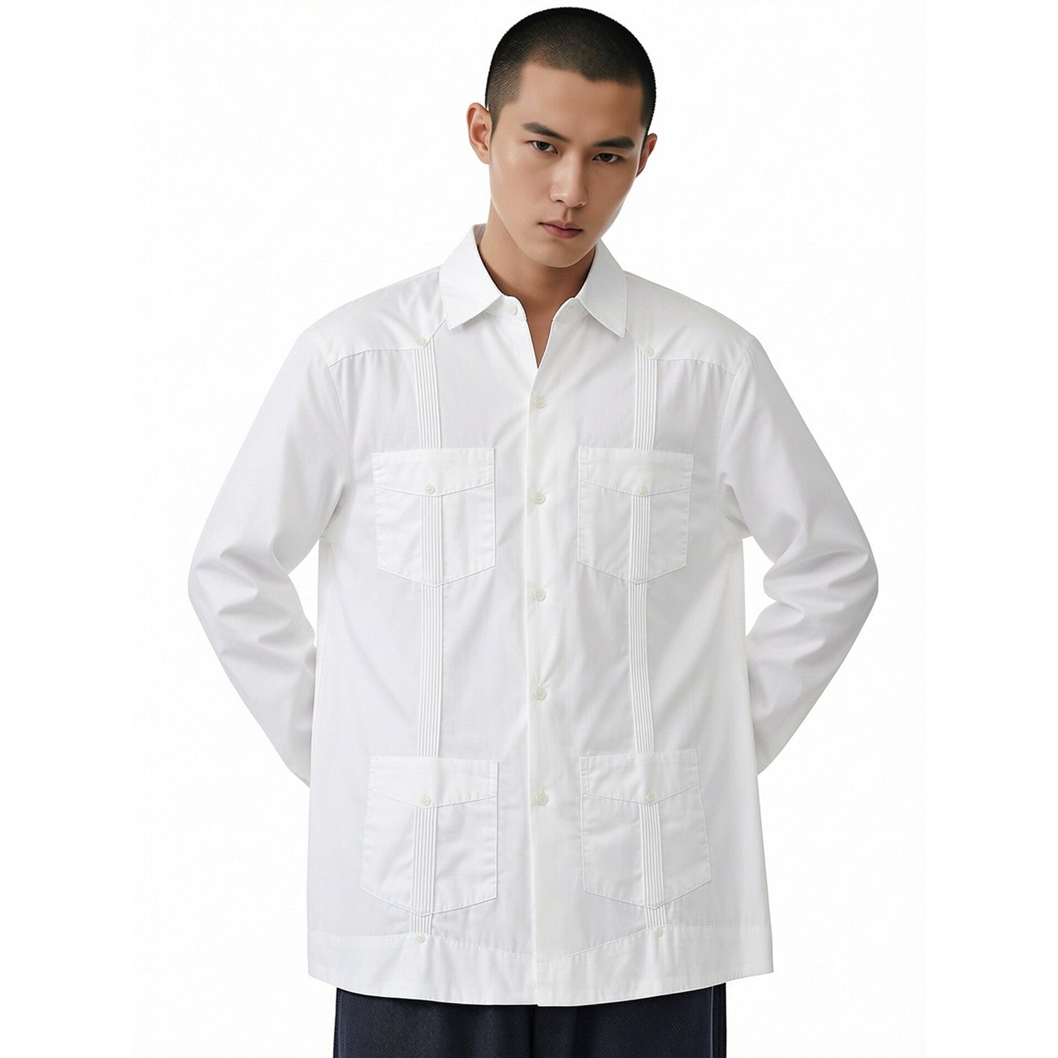 White Patchwork Casual Shirt