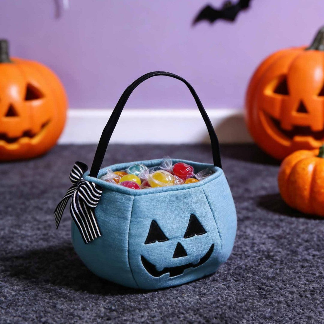 Halloween Handheld Bow Embroidered Candy Bag Kids Festival Decoration Prop Ghost Festival Pumpkin Bucket Trick-or-Treat Bag