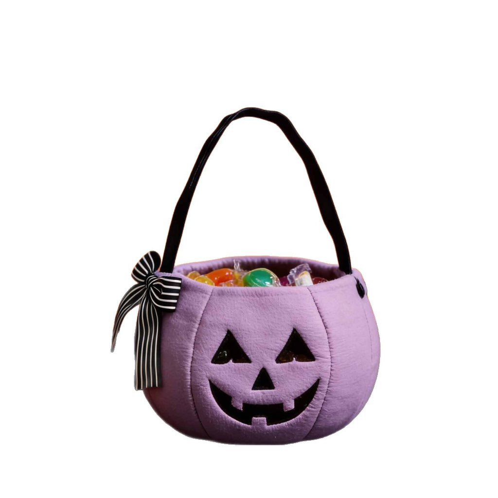 Halloween Handheld Bow Embroidered Candy Bag Kids Festival Decoration Prop Ghost Festival Pumpkin Bucket Trick-or-Treat Bag