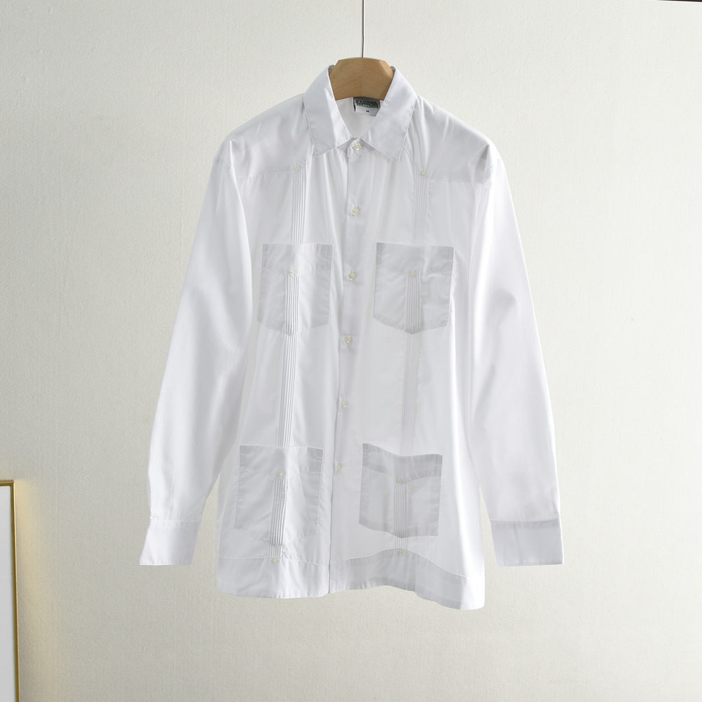 White Patchwork Casual Shirt